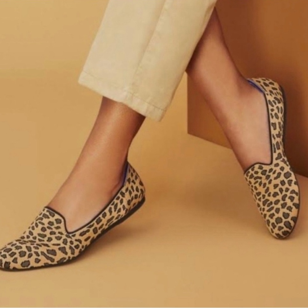 Rothy's Tan and Black Animal Print Loafers